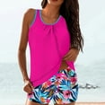 thumbnail image 1 of Leesechin Women Short Sleeve Two Piece Rash Guard Set UPF 50 Swim Shirt with Board Shorts, 1 of 6