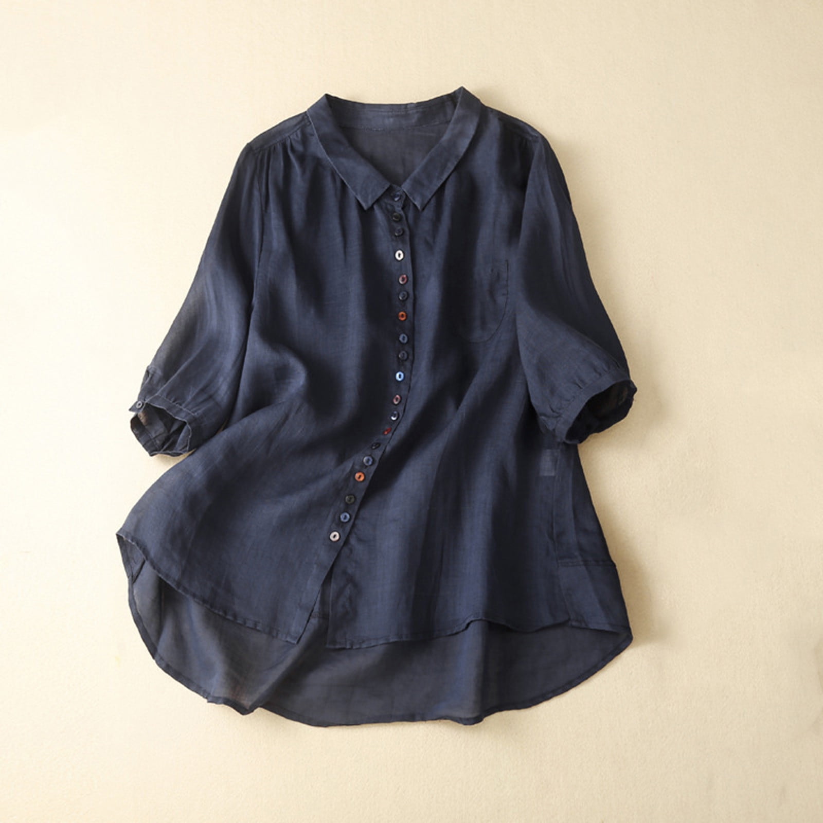 LINEN 3/4 SLEEVE BUTTON  DOWN SHIRT main image 1