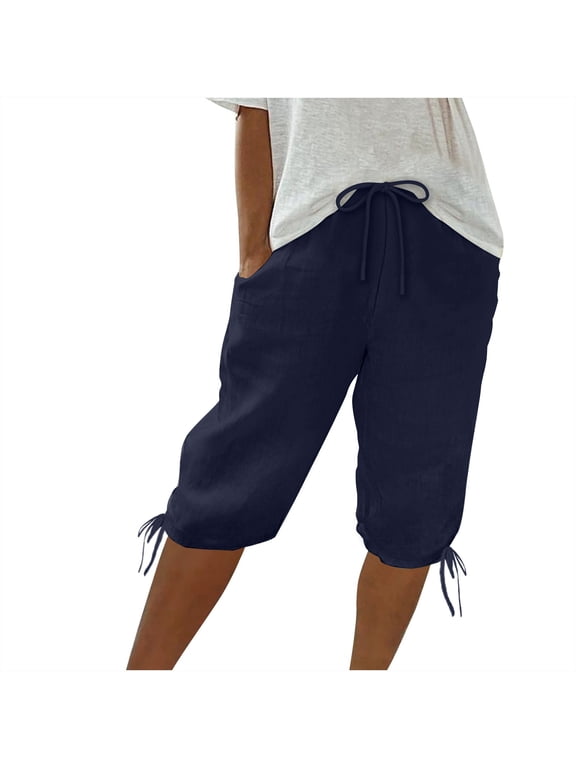 Leesechin Women's 15'' Long Shorts Below The Knee Hiking Cargo Capris Stretch Quick Dry Bermuda Shorts for Women with Pockets