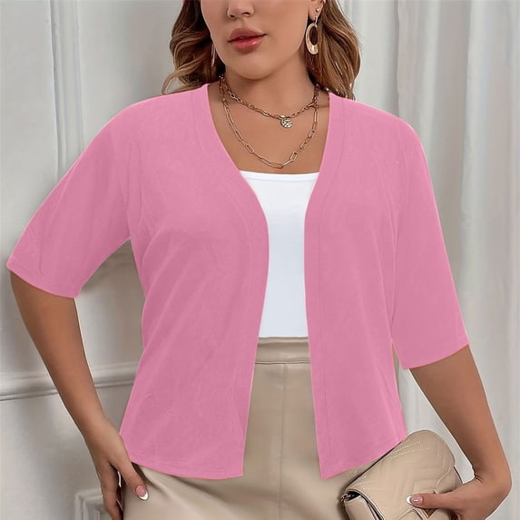 Leesechin Women's Cardigan Sweaters Casual Lightweight Shorts Sleeve Casual Fashion Plus Size Cardigans Sweater