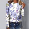 thumbnail image 1 of Leesechin Women's Juniors Clothing Round Neck Loose Tops Casual Print T-Shirts Long Sleeve Blouse in, 1 of 5