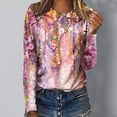 thumbnail image 1 of Leesechin Women's Juniors Clothing Round Neck Loose Tops Casual Print T-Shirts Long Sleeve Blouse, 1 of 5