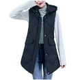 thumbnail image 1 of Leesechin Women's Long Puffer Vest Cotton Sleeveless Puffy Jacket with Removable Hood, 1 of 5