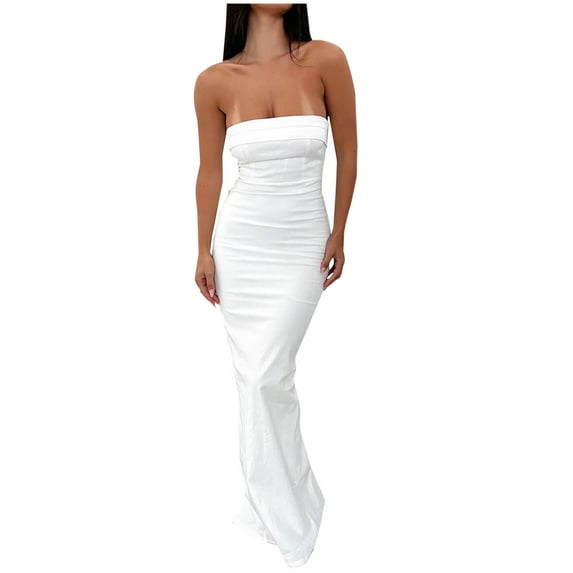 Leesechin Women's Pencil Dress Fashion Casual Bodycon Dresses Sleeveless Off-The-Shoulder Ankle Dress