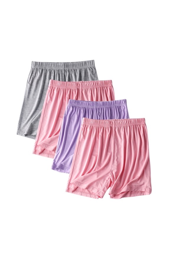 Leesechin Women's Plus Size Solid Pajama Shorts 4 Pack Soft Lounge Sleep Shorts