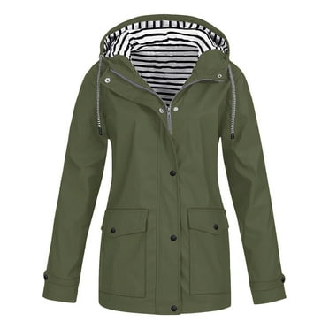Leesechin Women's Rain Jacket Plus Size Long Raincoat Lightweight Hooded Windbreaker Waterproof Jackets with Pockets