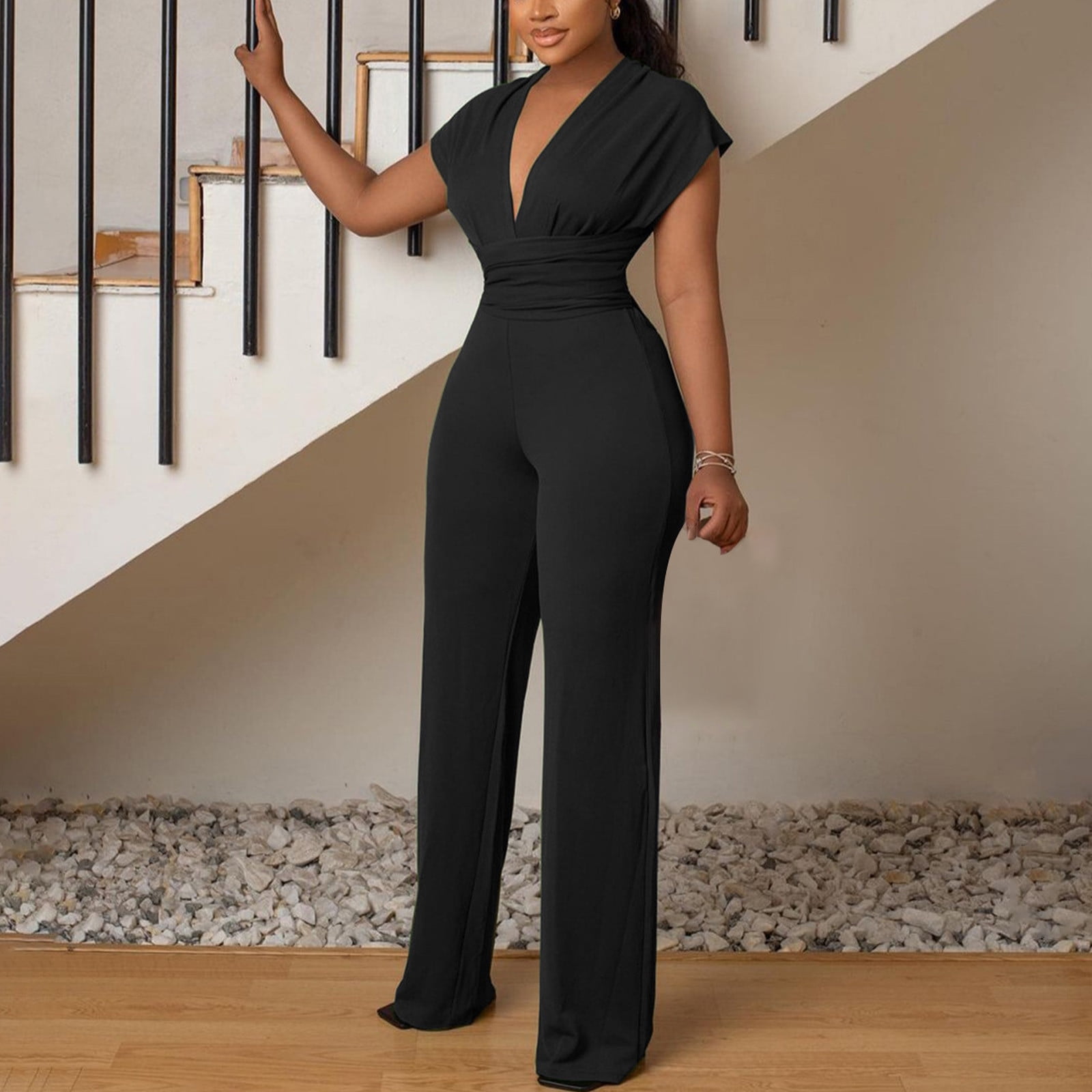 Sexy V Collar Floral Printed Wide Leg Jumpsuit Sexy V Collar Floral Printed Wide Leg Jumpsuit