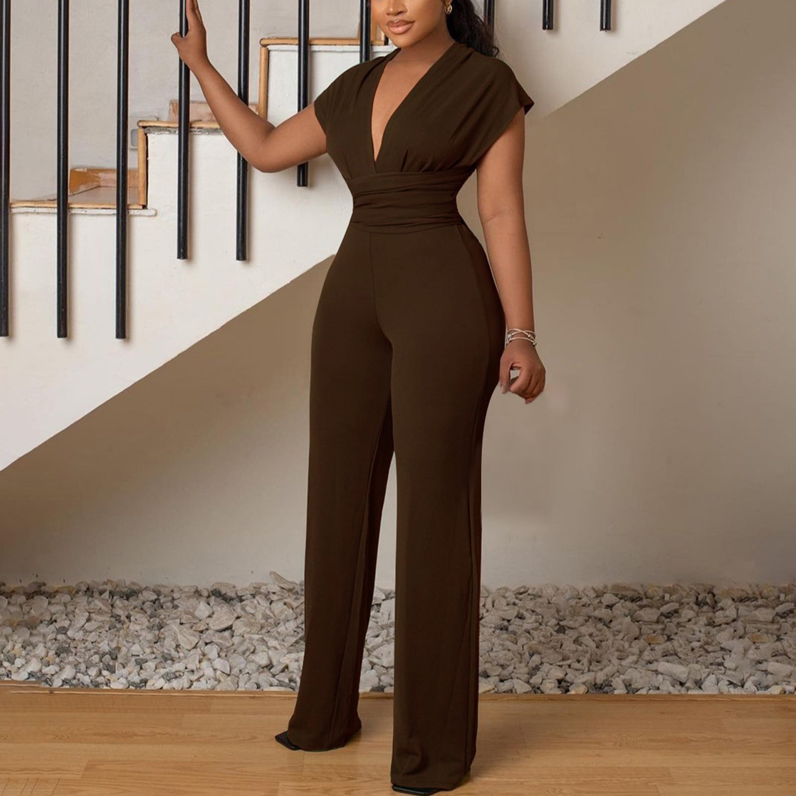 Sexy V Collar Floral Printed Wide Leg Jumpsuit Sexy V Collar Floral Printed Wide Leg Jumpsuit
