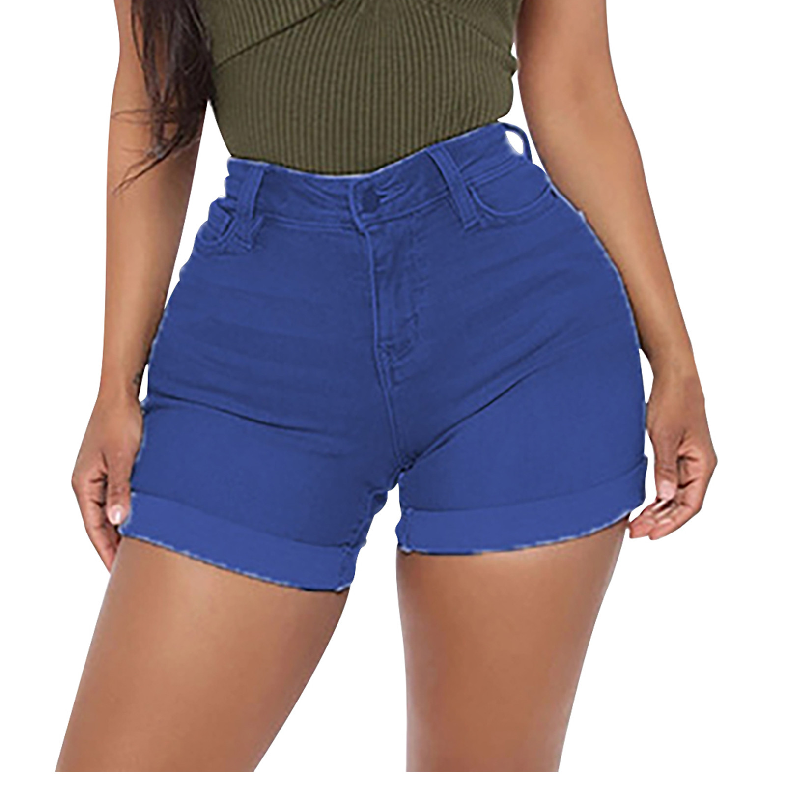 Leesechin Women's Shorts Clearance Denim Capris Summer Solid Color