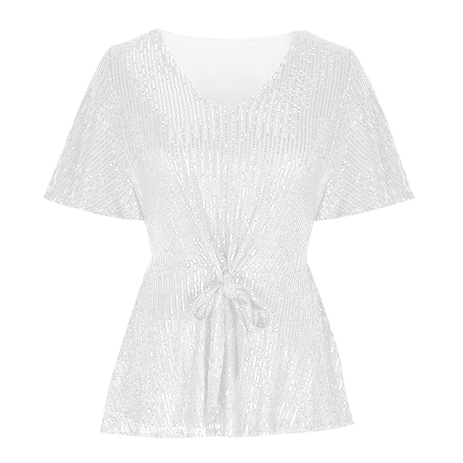 Leesechin Women's Sparkly Sequin Tops Peplum V Neck Tie Front Short Bell Sleeve Shirts Glitter Blouses Dressy Party Tops White - Walmart.com Leesechin Women's Sparkly Sequin Tops Peplum V Neck Tie Front Short Bell Sleeve Shirts Glitter Blouses Dressy Party Tops White - Walmart.com