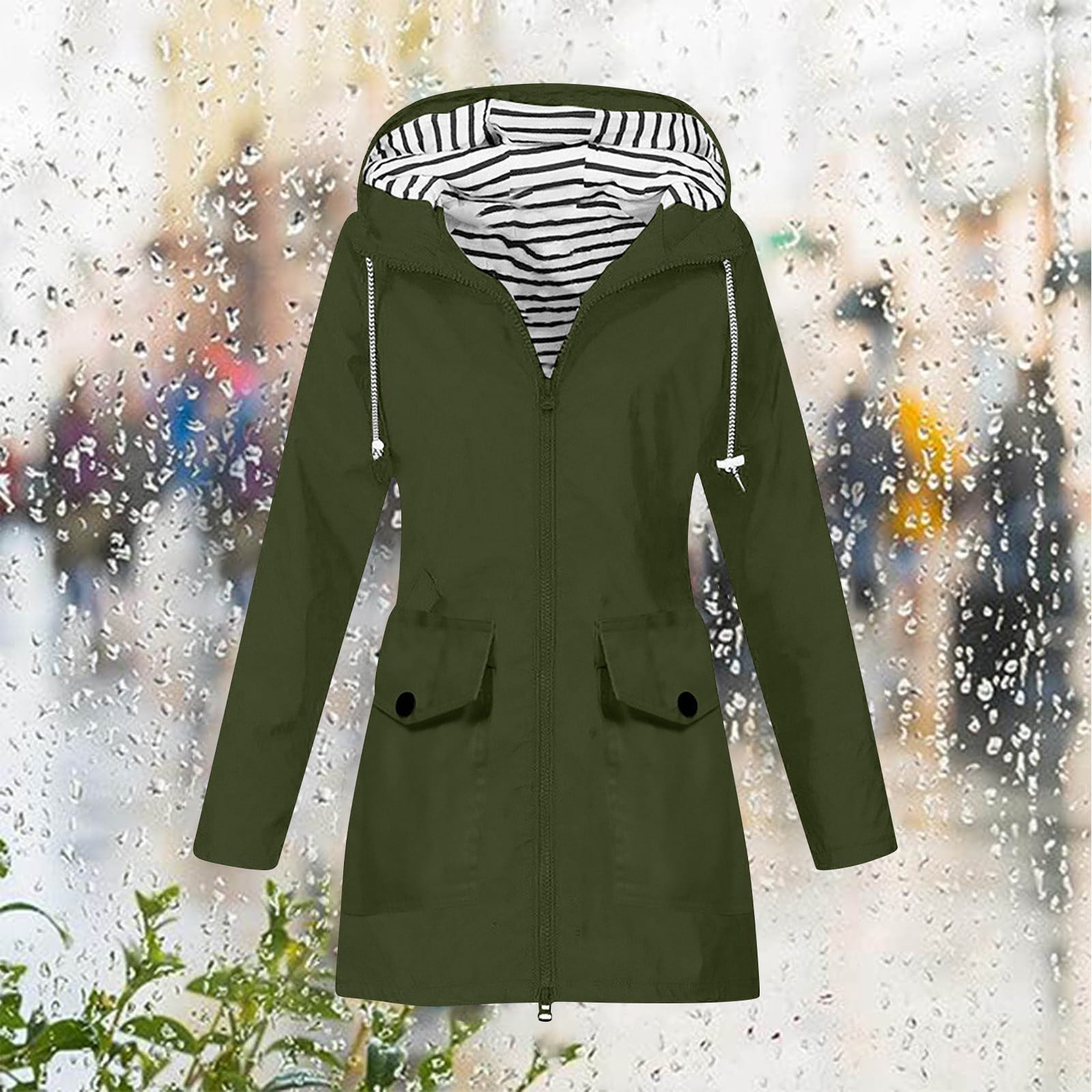 Homgro Women's Hooded Rain Jacket Long Waterproof Raincoat Homgro Women's Hooded Rain Jacket Long Waterproof Raincoat