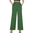 thumbnail image 1 of Leesechin Women's Wide Leg Pants Elastic High Waisted Waffle Knit Casual Palazzo Pants Trousers with Pockets, 1 of 5