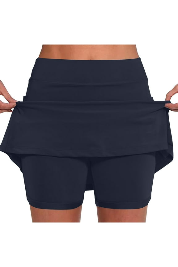 Leesechin Women's mid Length Tennis Golf Skirts with Capri Pants Workout Yoga Skirted Leggings Athletic Skorts Pants