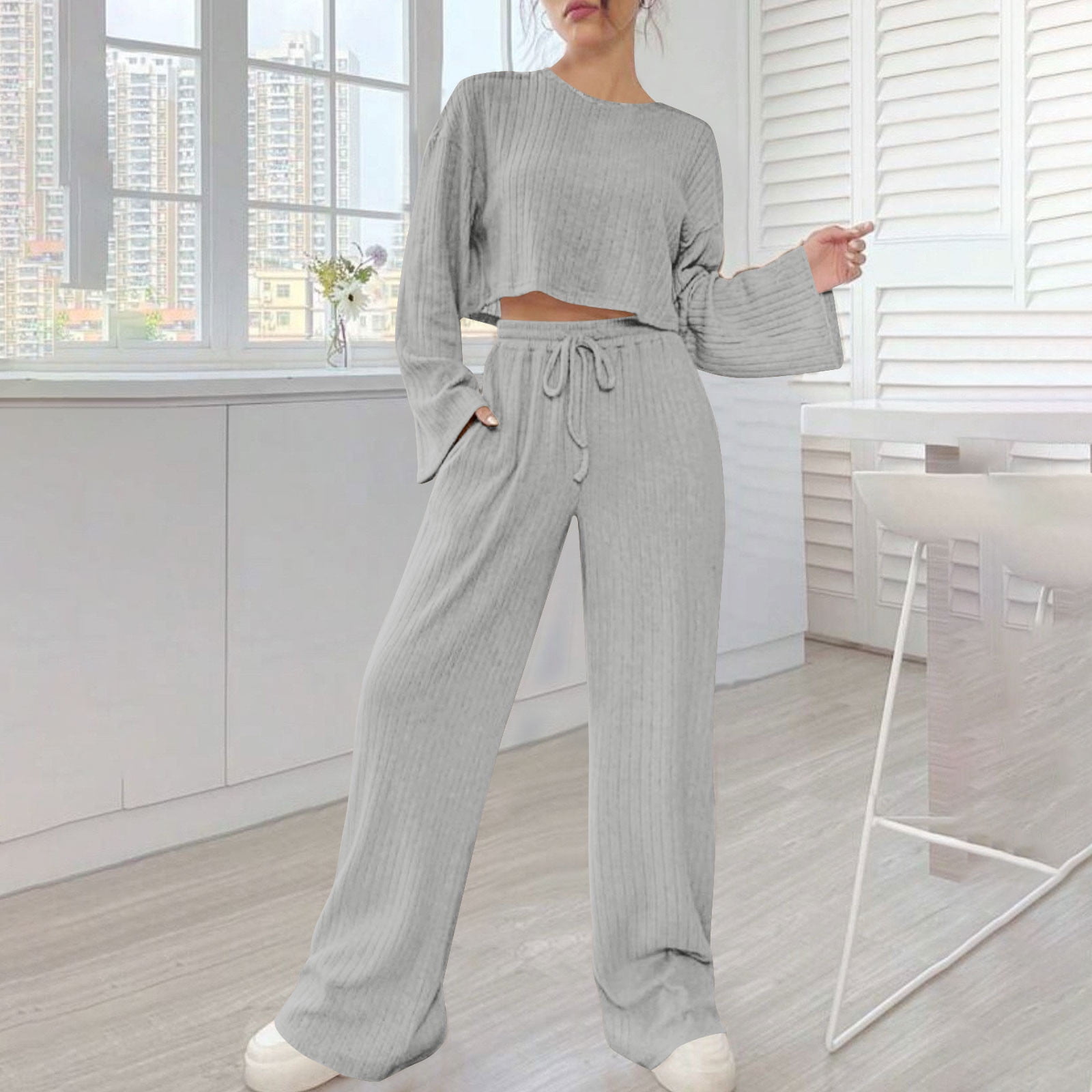 【U LAN】Fruits Velvet Setup Training Pants Leesechin Womens 2 Piece Outfits Fashion Fall And Winter
