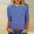 thumbnail image 1 of Leesechin Womens 3/4 Length Sleeve Sequin Tops 2025, Valentines and Casual Fashion Style Shirts Crew Neck Loose-Fitting Blouses, 1 of 6