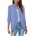 thumbnail image 1 of Leesechin Womens 3/4 Ruched Sleeve Blazer Jacket Lightweight Work Office Open Front Solid Coat, 1 of 2