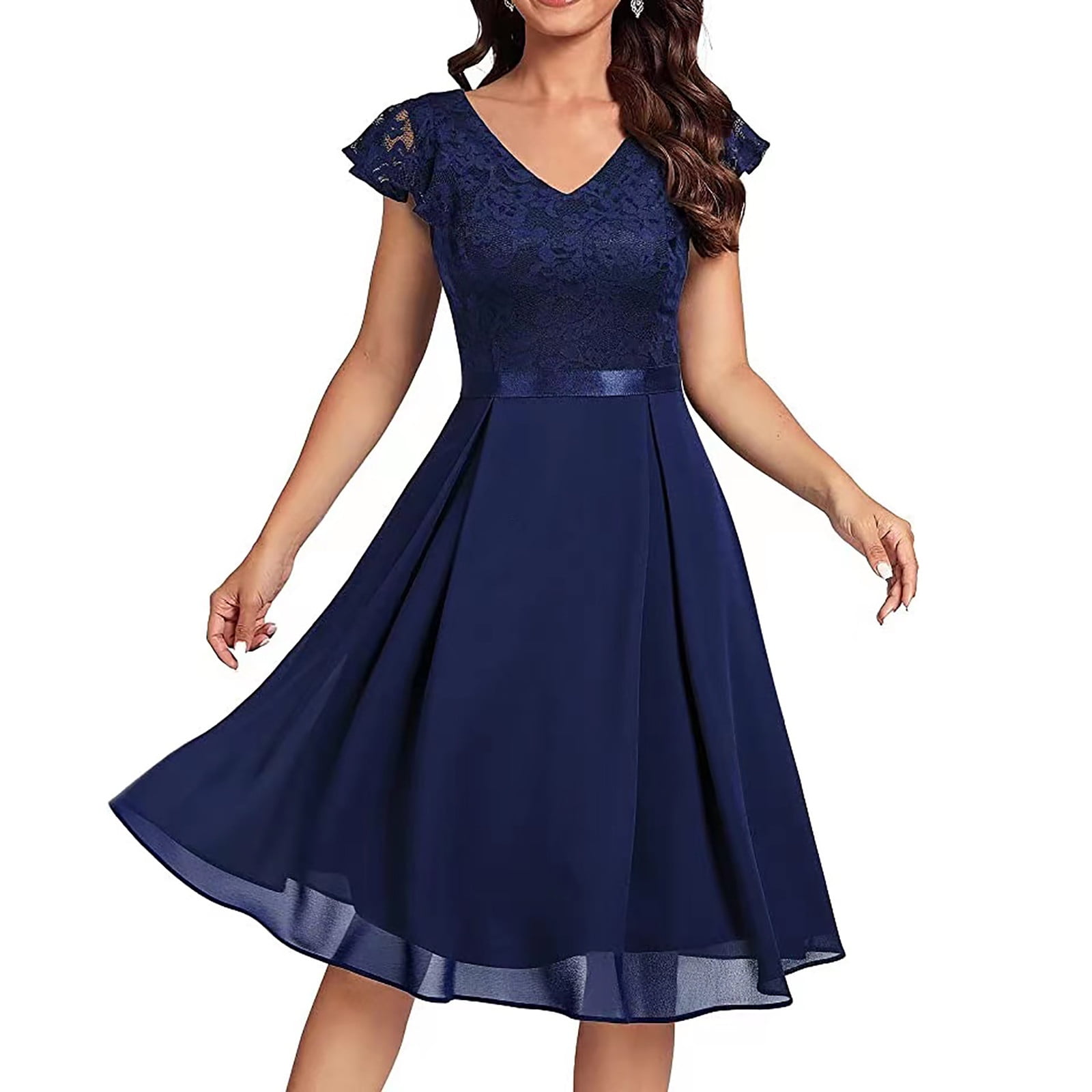 Leesechin Womens Bodycon Dresses Lace Decorative Border Short Sleeves  Cocktail Prom Ballgown Vintage Dress - Walmart.com