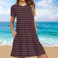 thumbnail image 1 of Leesechin Womens Cap Sleeve Dresses Summer Crewneck Tshirt Dress Flowy Casual Mini Dress with Pockets, 1 of 5
