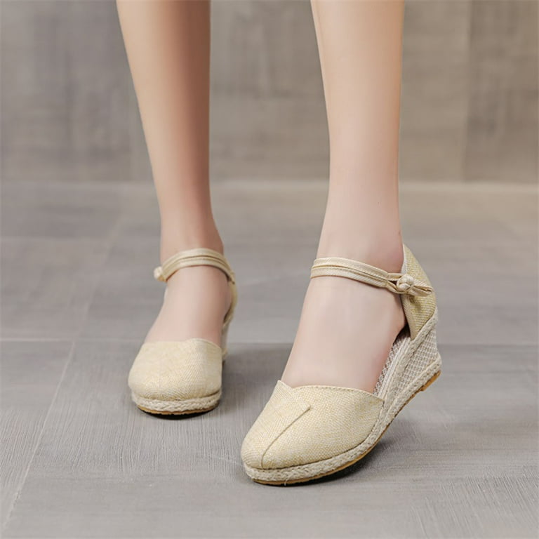 Leesechin Womens Closed Toe Wedges Shoes Platform Slingback High