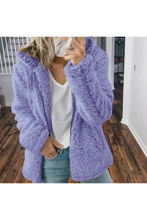 Leesechin Womens Coats, Plus Size Fashion Juniors Warm Faux Coat Jacket Winter Zipper Solid Long Sleeve Outerwear