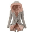 thumbnail image 1 of Leesechin Womens Coats, Plus Size Ladies Lining Coat Juniors Winter Warm Thick Long Jacket Hooded Overcoat, 1 of 4