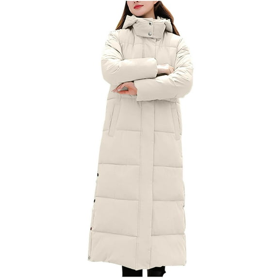 Leesechin Womens Coats,Plus Size Women's Parka Quilted Down Jacket Puffy Thick Winter Jackets Solid Casual Slim Fit Overcoat with Hooded