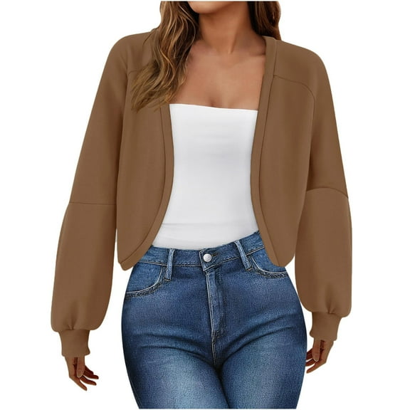 Leesechin Womens Cropped Cardigan Sweaters Button Down Open Front Long Sleeve Fall Trendy Color Block Knit Coats