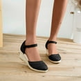 thumbnail image 1 of Leesechin Womens Espadrilles Sandals Closed Toe Platform Ankle Strap Casual Summer Wedges, 1 of 9