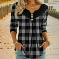 thumbnail image 1 of Leesechin Womens Flannel Shirts Long Sleeve Fashion Deep V- Neck Button Blouse Shirt, 1 of 6