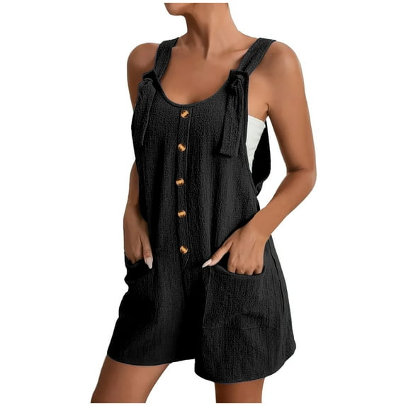Leesechin Womens Halter Neck Sleeveless Floral Print & Solid Rompers Jumpsuits Summer Casual Suspender Short Jumpsuit