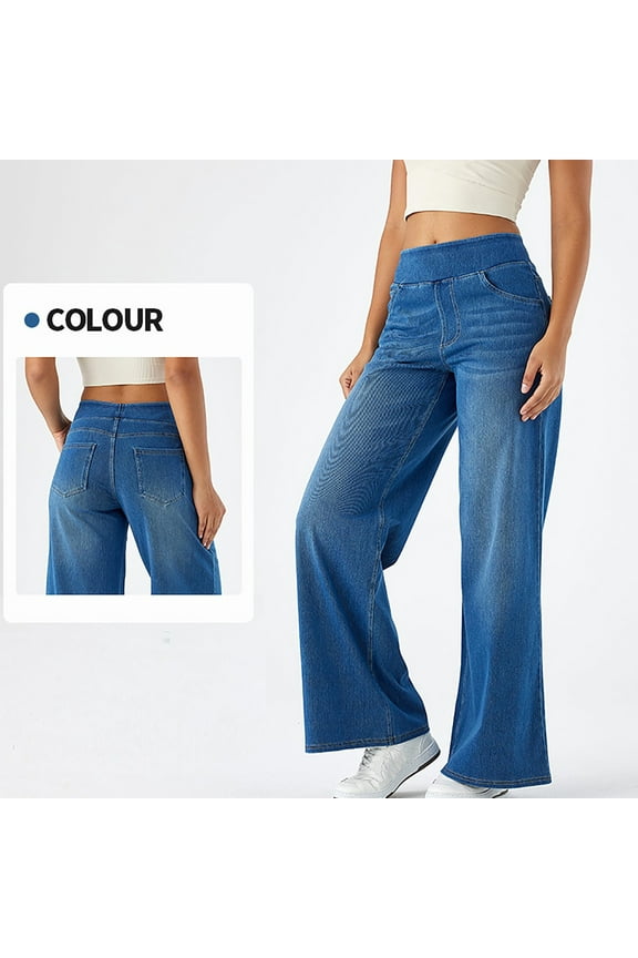 Leesechin Womens High Waisted Straight Leg Jeans Stretchy Wide Leg Jeans Trendy Denim Pants