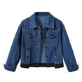 thumbnail image 1 of Leesechin Womens Jacket, Plus Size Juniors Spring And Warm Solid Long Sleeve Denim Jacket Outerwear, 1 of 9