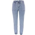 thumbnail image 1 of Leesechin Womens Jeans Trendy High Waist Loose Pocket Lace-Up Flared Pants Stretch Cow Jeans Pants, 1 of 5