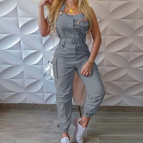 Leesechin Womens Jumpsuits Plus Size Trendy Button Solid Casual Camis Sleeveless Suspender Bodysuit