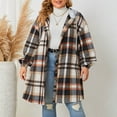 thumbnail image 1 of Leesechin Womens Long Sleeve Plaid Shirts Flannel Lapel Button Down Shacket Jacket Coats, 1 of 9