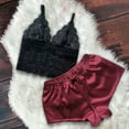thumbnail image 1 of Leesechin Womens Nightgown Lace Satin Bra Camisole Sling Tops Shorts Nightwear Two Piece Set on Clearance, 1 of 6