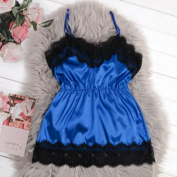 Leesechin Womens Nightgown V-Neck Satin Sexy Stain Nightwear Bowknot Tops Nightwear on Clearance