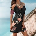 thumbnail image 1 of Leesechin Womens Plus Size Dresses Ladies Casual Loose Summer Floral Printed Tank Dress Beach Sundress off Shoulder Dresses, 1 of 5