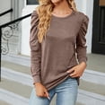 thumbnail image 1 of Leesechin Womens Shirts Deep Round- Neck Solid Button Long Sleeve Blouse Shirt Top, 1 of 4