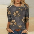 thumbnail image 1 of Leesechin Womens Shirts Fashion Printed Loose T-shirt 3/4 Sleeves Blouse Round Neck Casual Tops, 1 of 5