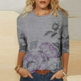 thumbnail image 1 of Leesechin Womens Shirts Fashion Printed Loose T-shirt 3/4 Sleeves Blouse Round Neck Casual Tops, 1 of 5