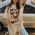 thumbnail image 1 of Leesechin Womens Shirts Short Sleeve Summer BUTTERFLIES IN MY STOMACH Casual T-shirt Printed Pullover Round Neck T-shirt Tops Graphic Tees Women Teen, 1 of 6