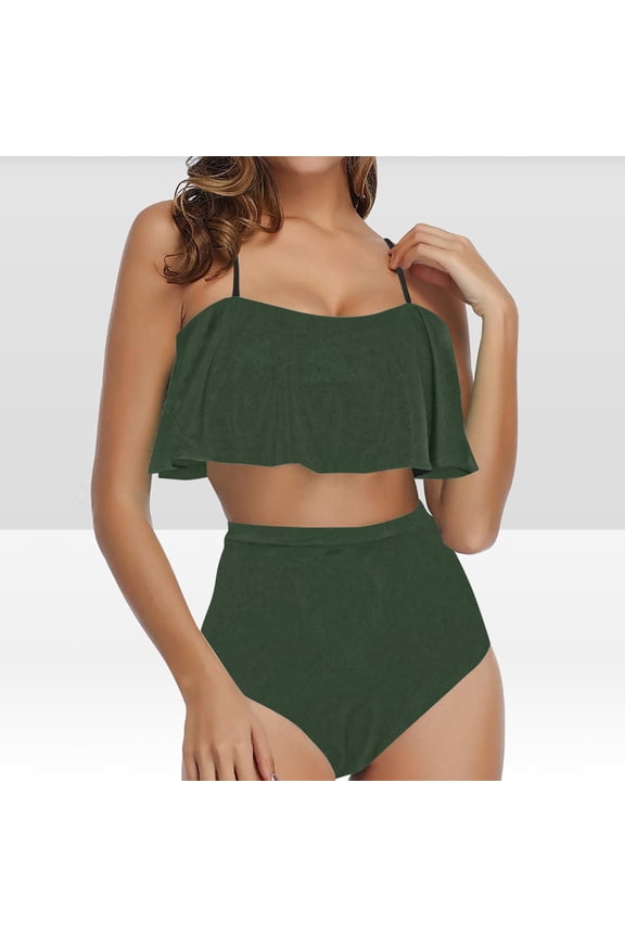 Womens Shorts Bikini Sets Women's Ruffled Bikini Swimsuit Set