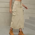 thumbnail image 1 of Leesechin Womens Skirts Floral Denim Work Pocket Dress Casual Mid-length Dress, 1 of 5