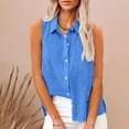 thumbnail image 1 of Leesechin Womens Sleeveless Button Down Shirts Cotton Linen Blouses Solid Color V Neck Casual Work Tank Tops, 1 of 7