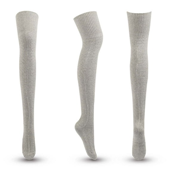 Leesechin Womens Socks Clearance Solid Striped Solid Color Cotton Knit Over-the-knee Stockings