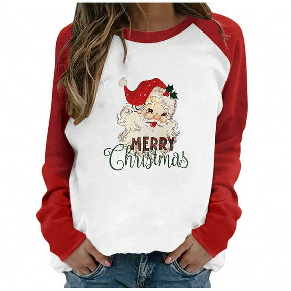 Leesechin Womens Tops Long Sleeve Christmas Clearance