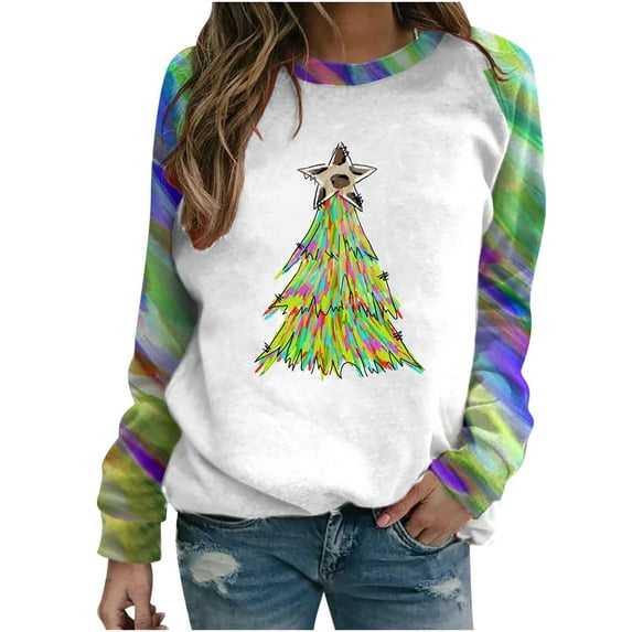 Leesechin Womens Tops Long Sleeve Christmas Clearance