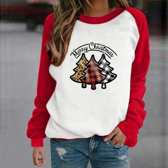 Leesechin Womens Tops Long Sleeve Christmas Clearance