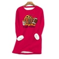 thumbnail image 1 of Leesechin Womens Tops Long Sleeve Deals Thick Fleece Sweatshirt Winter Velvet Warm Underwear Top in Clearance, 1 of 3